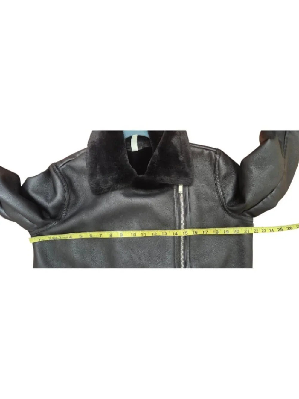 MNG Mango Faux Shearling Moto Jacket M Black Faux Leather Asymmetric Zip Biker - Picture 10 of 14